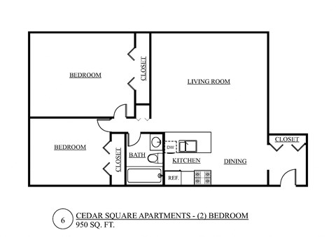 a floor plan of a studio apartment with a bedroom and a living room